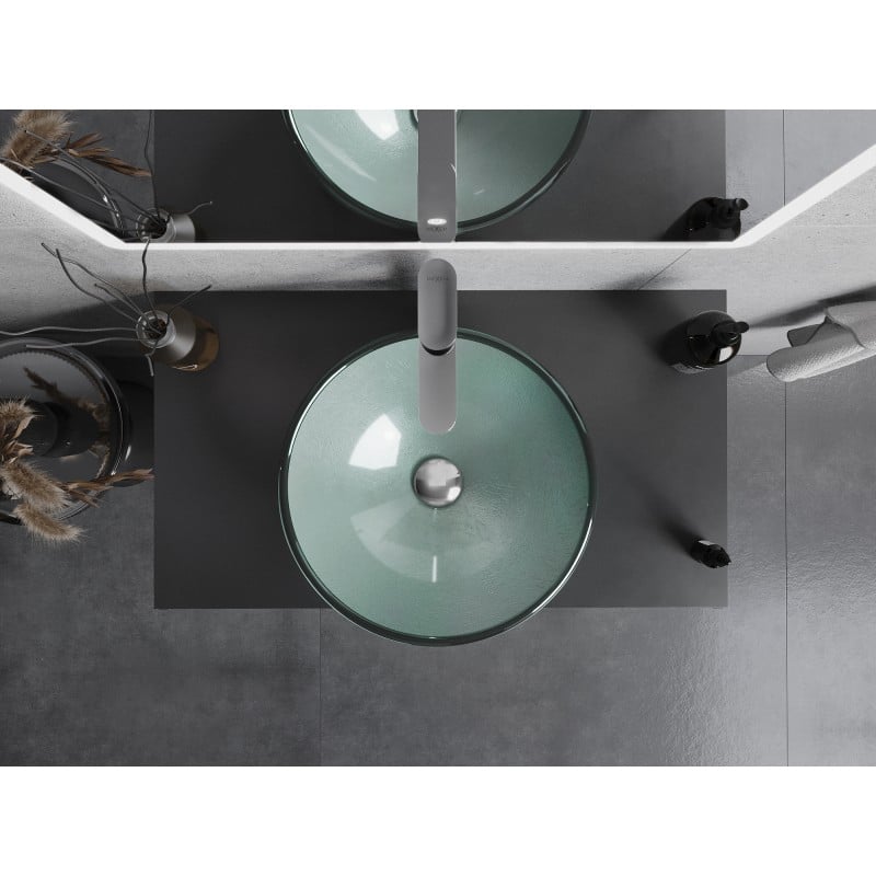 Mexen Mira szklana umywalka nablatowa 42 x 42 cm, srebrna - 24124211