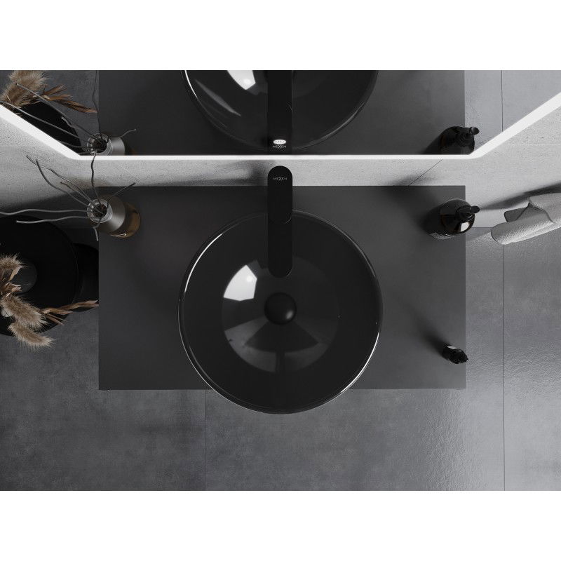 Mexen Mira szklana umywalka nablatowa 42 x 42 cm, czarna - 24124270