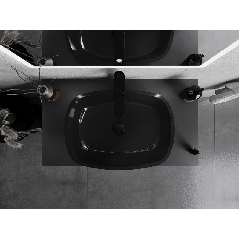 Mexen Araks szklana umywalka nablatowa 54 x 39 cm, czarna - 24155470