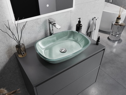 Mexen Araks szklana umywalka nablatowa 54 x 39 cm, srebrna - 24155411