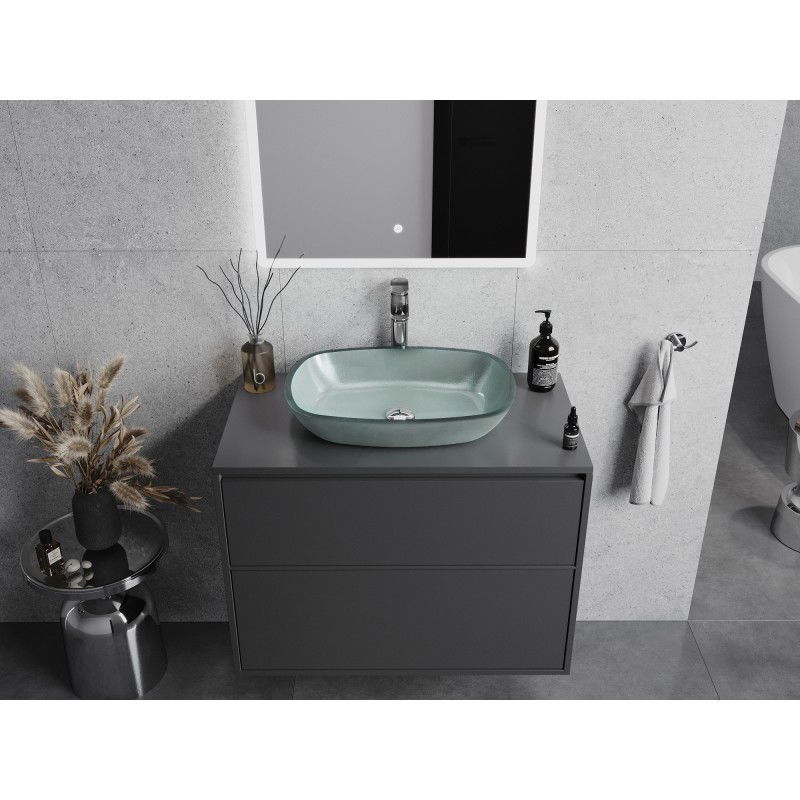 Mexen Araks szklana umywalka nablatowa 54 x 39 cm, srebrna - 24155411