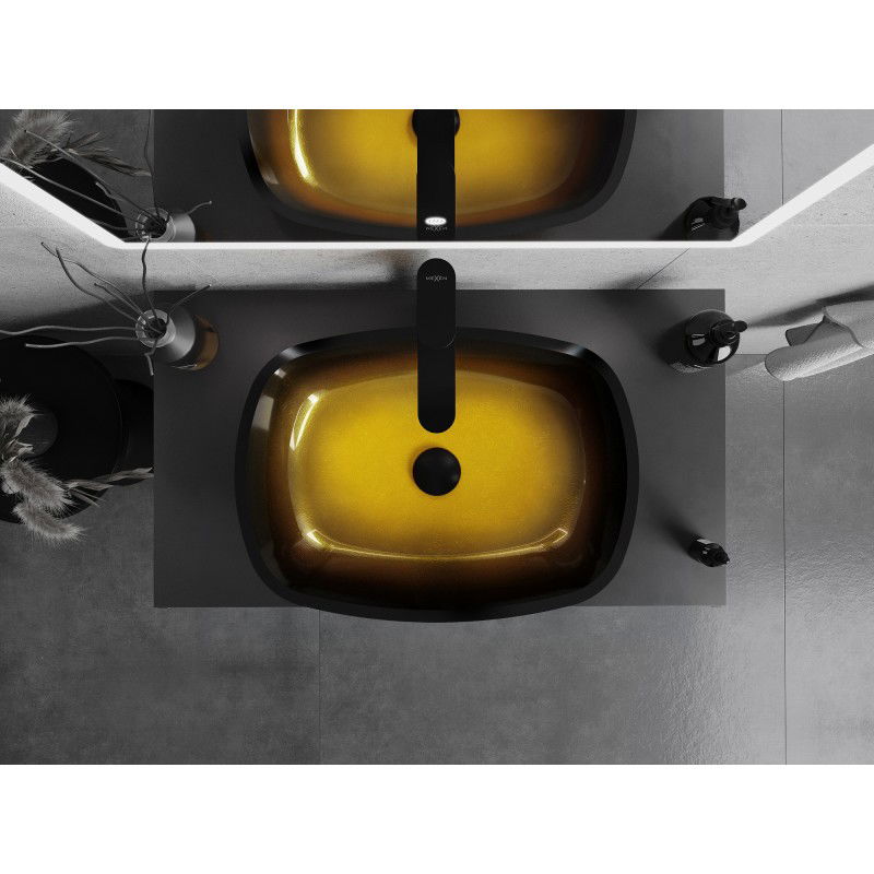 Mexen Araks szklana umywalka nablatowa 54 x 39 cm, złota ciemna - 24155451