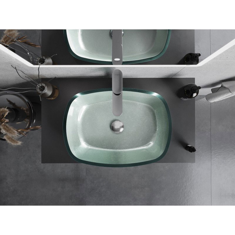 Mexen Araks szklana umywalka nablatowa 54 x 39 cm, srebrna - 24155411