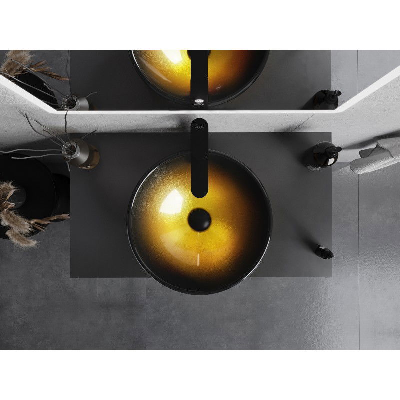 Mexen Mira szklana umywalka nablatowa 42 x 42 cm, złota ciemna - 24124251