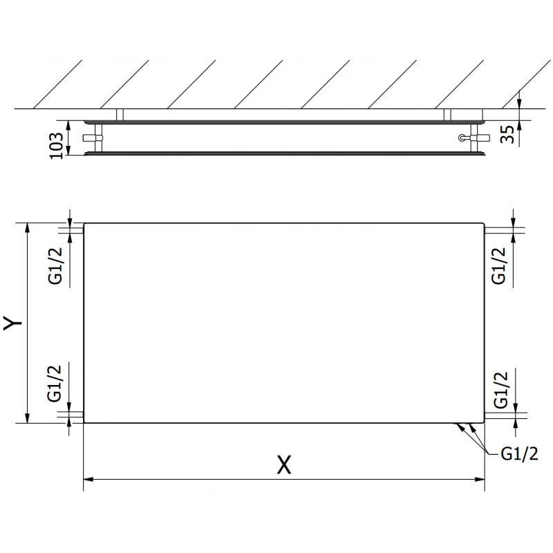 Mexen CVHF20 Hygiene Flat grzejnik płytowy 600 x 1100 mm, podłączenie dolne, 1104 W, czarny - W620HF-060-110-70