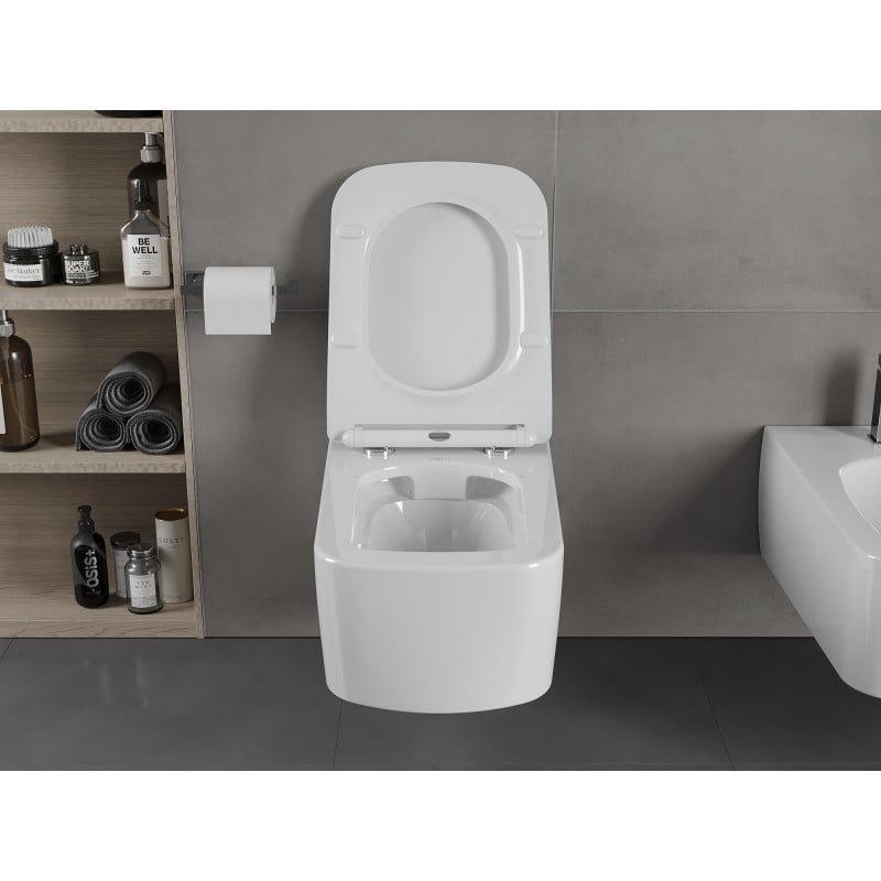 Mexen York miska wc Rimless z deską wolnoopadającą slim, duroplast, biała połysk - 30114000