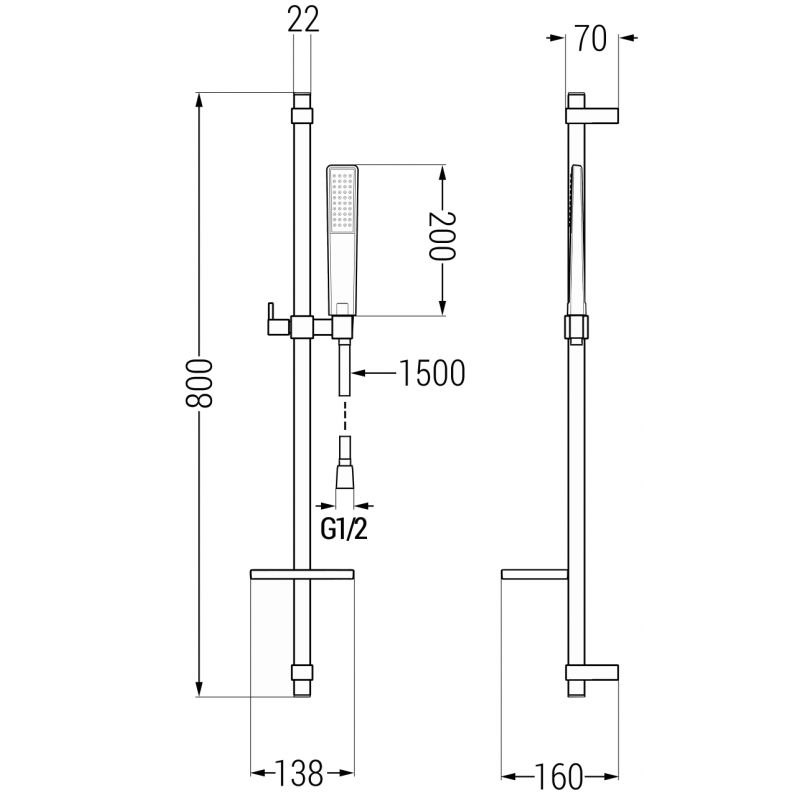 Mexen Lynx DQ72 bateria prysznicowa z zestawem prysznicowym, chrom - 74594DQ72-00