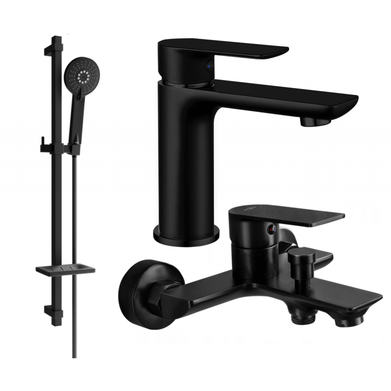 Mexen Alfa DQ40 zestaw wannowy, czarny - 745703DQ40-70