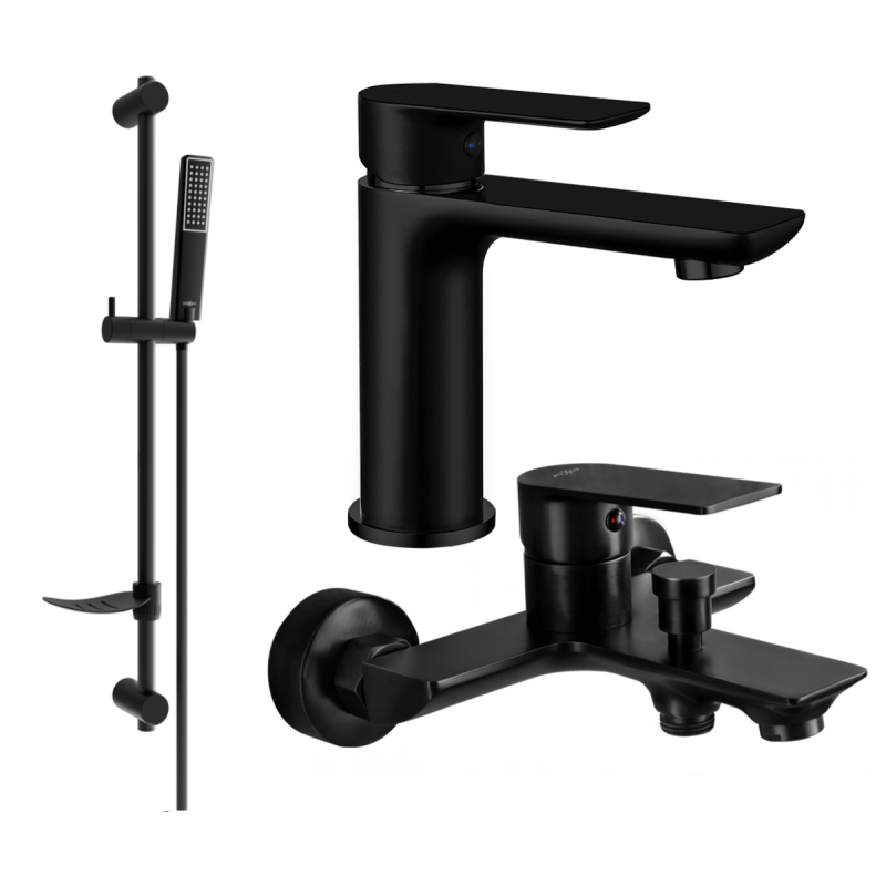 Mexen Alfa DF72 zestaw wannowy, czarny - 745703DF72-70