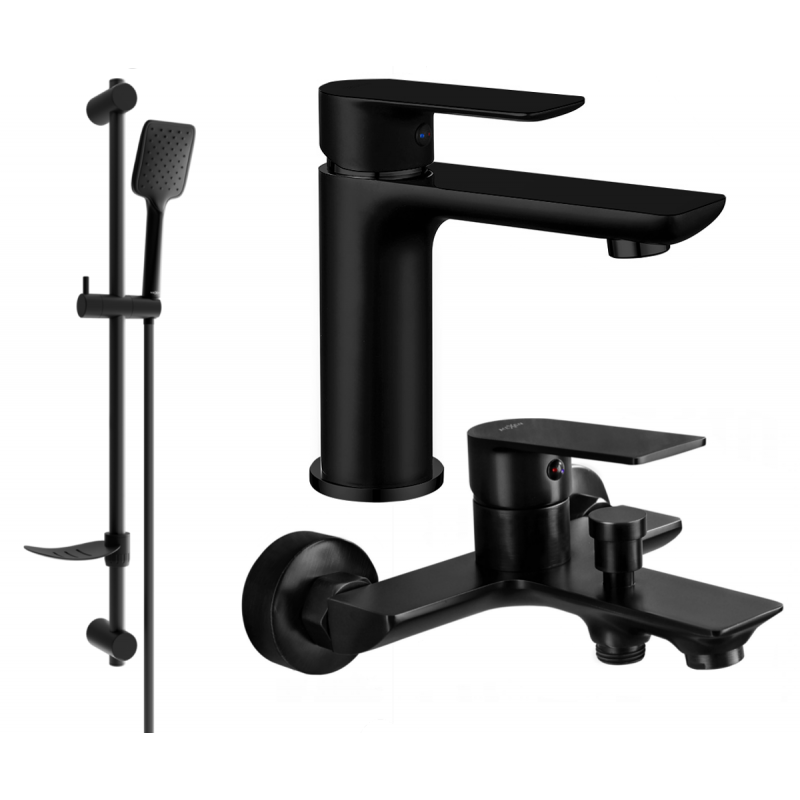 Mexen Alfa DF62 zestaw wannowy, czarny - 745703DF62-70