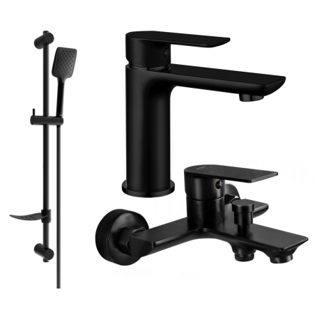 Mexen Alfa DF62 zestaw wannowy, czarny - 745703DF62-70