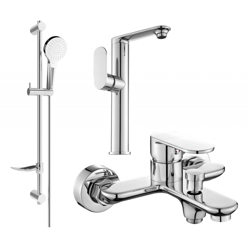 Mexen Milo DF05 zestaw wannowy, chrom - 713153DF05-00