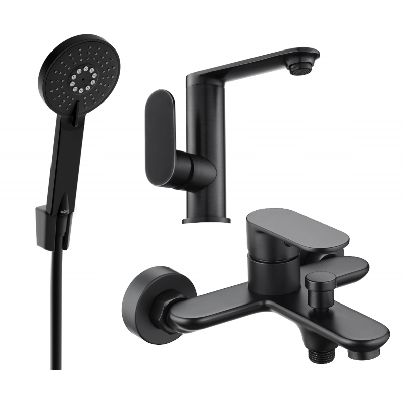 Mexen Milo R40 zestaw wannowy, czarny - 713053R40-70