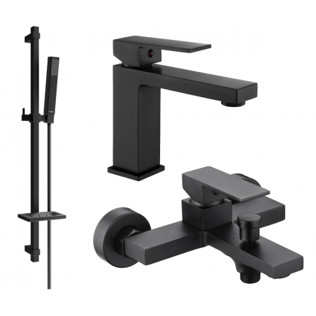 Mexen Uno DQ77 zestaw wannowy, czarny - 71403DQ77-70