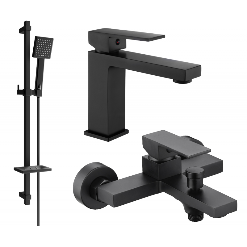 Mexen Uno DQ45 zestaw wannowy, czarny - 71403DQ45-70