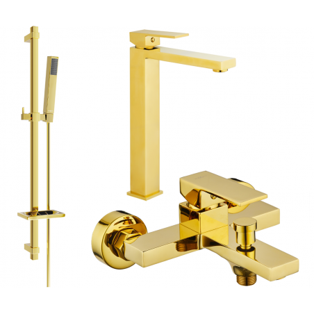 Mexen Uno DQ77 zestaw wannowy, złoty - 71413DQ77-50