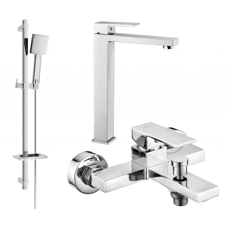 Mexen Uno DQ45 zestaw wannowy, chrom - 71413DQ45-00