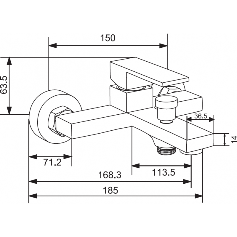 Mexen Uno R45 zestaw wannowy, czarny - 71413R45-70