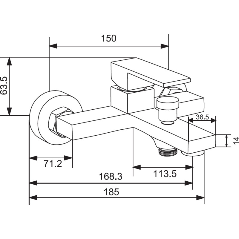 Mexen Uno R62 bateria wannowa z zestawem prysznicowym, chrom - 7143R62-00