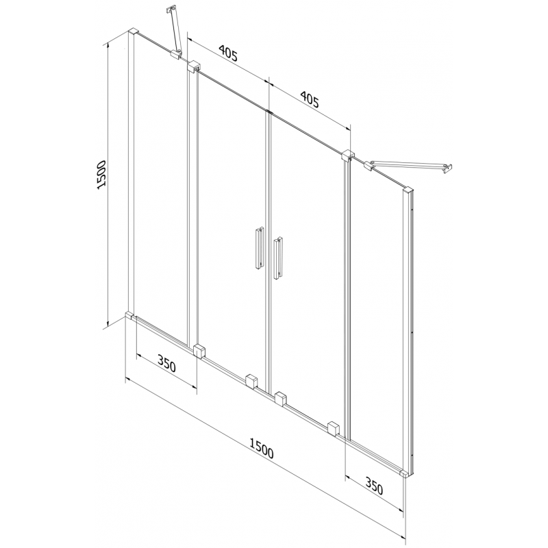 Mexen Velar Duo parawan nawannowy 2-skrzydłowy rozsuwany 150 x 150 cm, grafit, złoty - 896-150-000-42-50