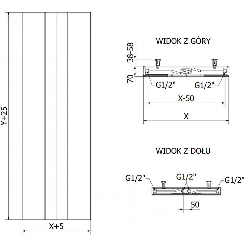 Mexen Line VS20SL grzejnik płytowy 2000 x 500 mm, podłączenie dolne środkowe, 1181 W, biały - W6VS20SL-200-050-00