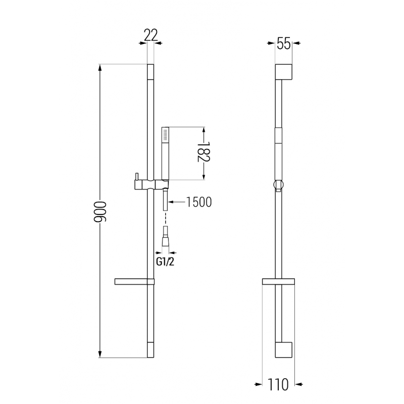 Mexen Zero DS70 zestaw prysznicowy, czarny - 71104DS70-70