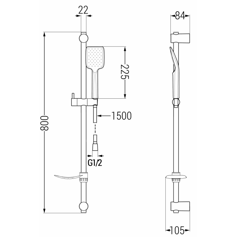 Mexen Zero DF62 zestaw wannowy, chrom - 7113DF62-00