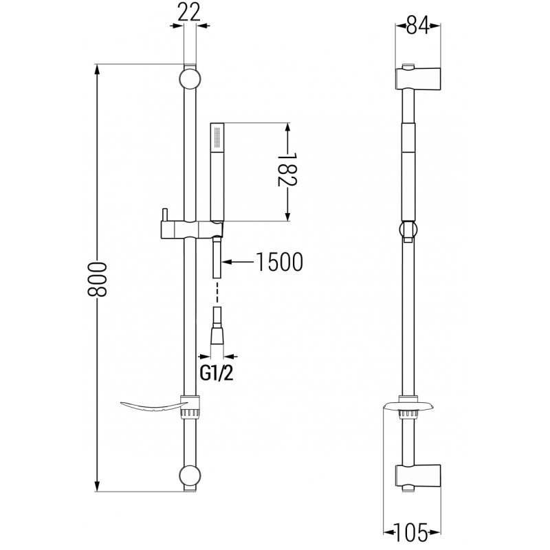Mexen Zero DF70 zestaw wannowy, czarny - 7113DF70-70