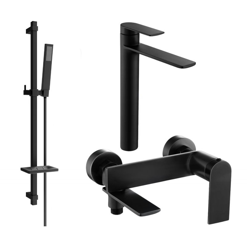 Mexen Zero DQ02 zestaw wannowy, czarny - 7113DQ02-70