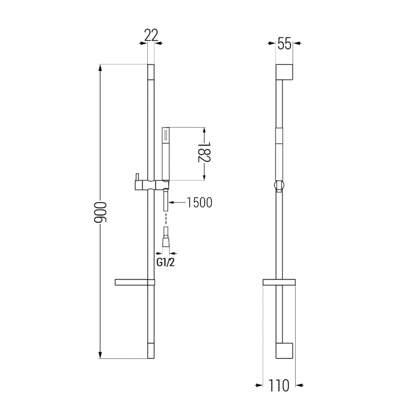 Mexen Zero DS70 zestaw prysznicowy, czarny - 71114DS70-70