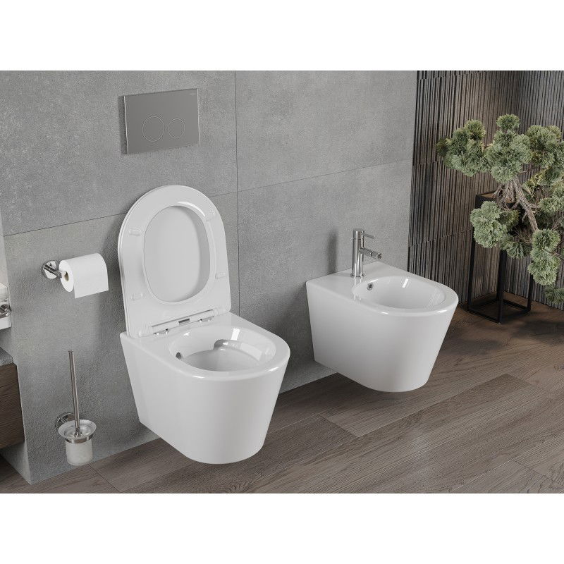 Mexen Rico miska wc Rimless z deską wolnoopadającą slim, duroplast, biała połysk - 30720400