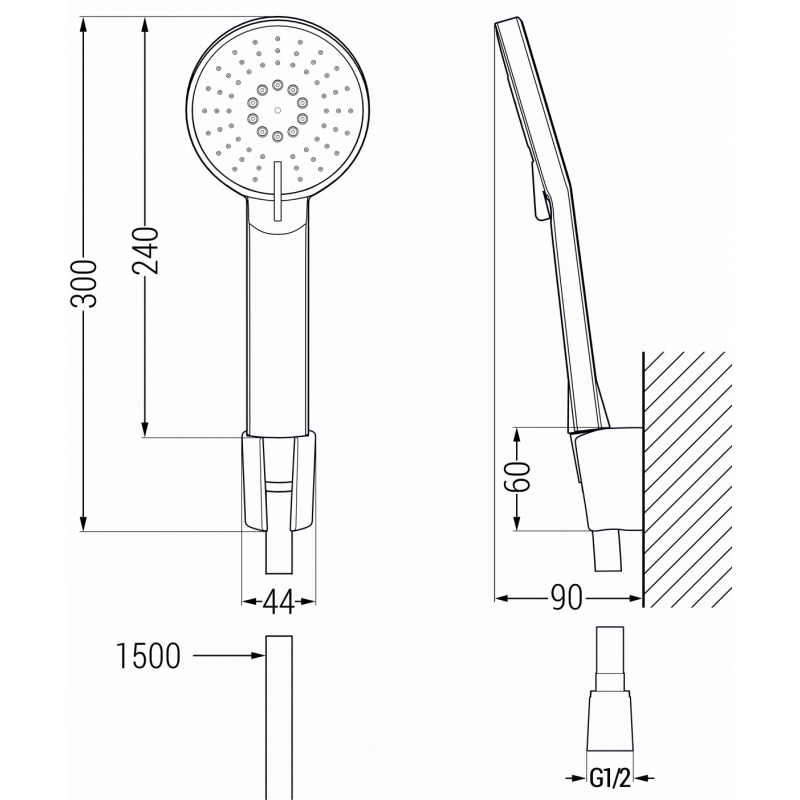 Mexen Zero R40 zestaw wannowy, czarny - 71113R40-70