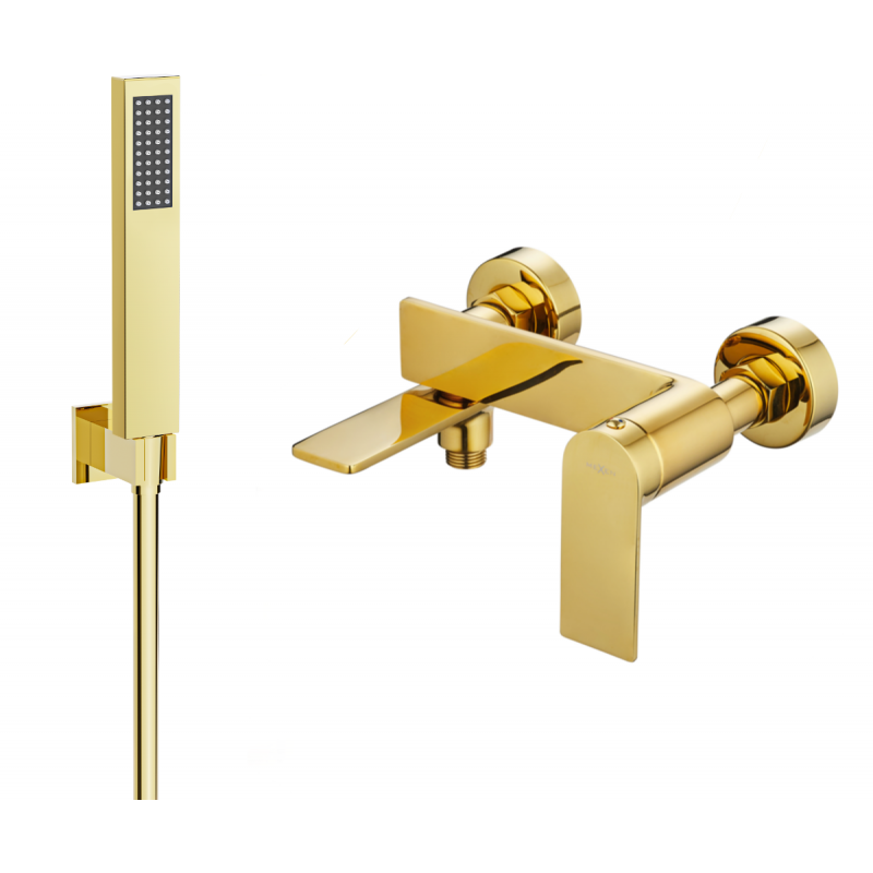 Mexen Zero R02 bateria wannowa z zestawem prysznicowym, złota - 7113R02-50