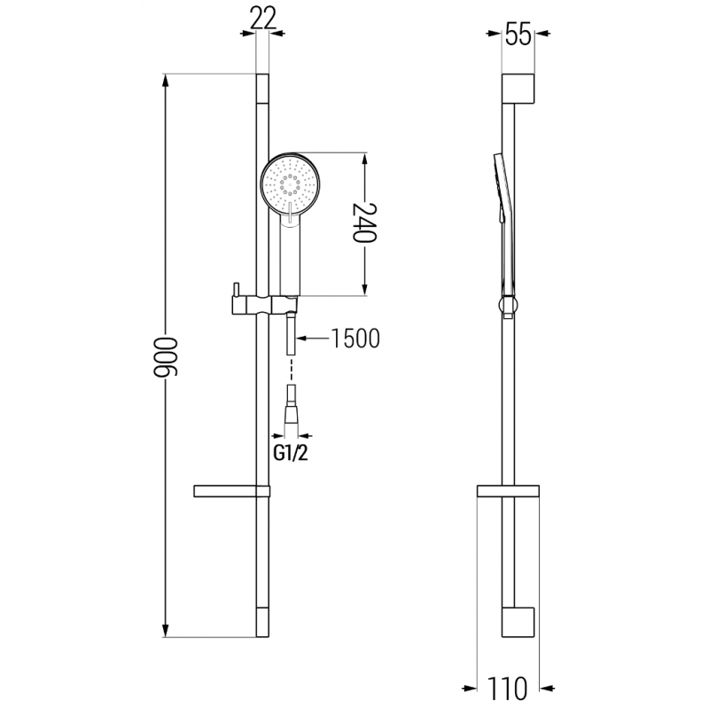 Mexen Alexa DS40 zestaw prysznicowy, czarny - 71204DS40-70