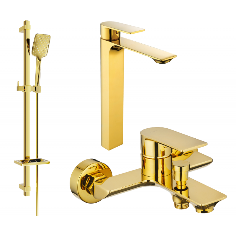 Mexen Alexa DQ62 zestaw wannowy, złoty - 71213DQ62-50