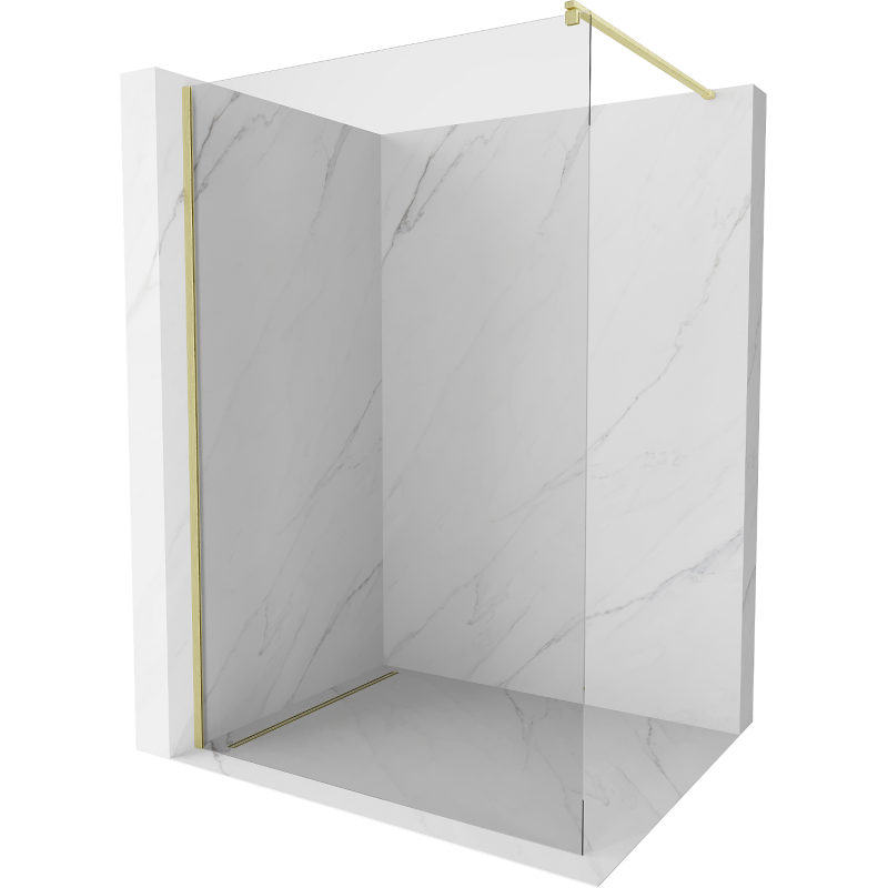 Mexen Kioto ścianka prysznicowa Walk-in 75 x 200 cm, transparent 8 mm, złota szczotkowana - 800-075-101-55-00