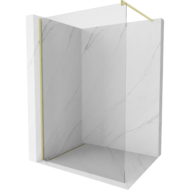 Mexen Kioto ścianka prysznicowa Walk-in 65 x 200 cm, transparent 8 mm, złota szczotkowana - 800-065-101-55-00