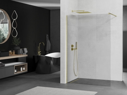 Mexen Kioto ścianka prysznicowa Walk-in 60 x 200 cm, transparent 8 mm, złota szczotkowana - 800-060-101-55-00