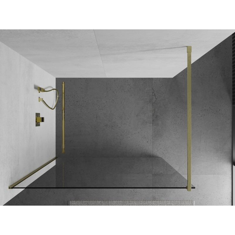 Mexen Kioto ścianka prysznicowa Walk-in 160 x 200 cm, transparent 8 mm, złota szczotkowana - 800-160-101-55-00
