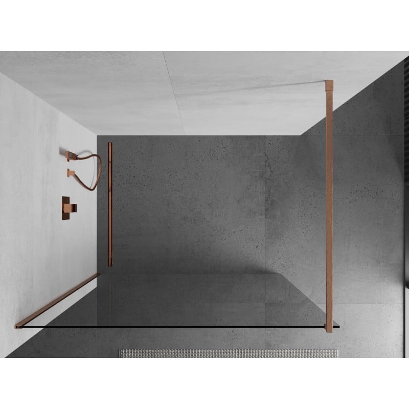 Mexen Kioto ścianka prysznicowa Walk-in 55 x 200 cm, transparent 8 mm, miedź szczotkowana - 800-055-101-65-00