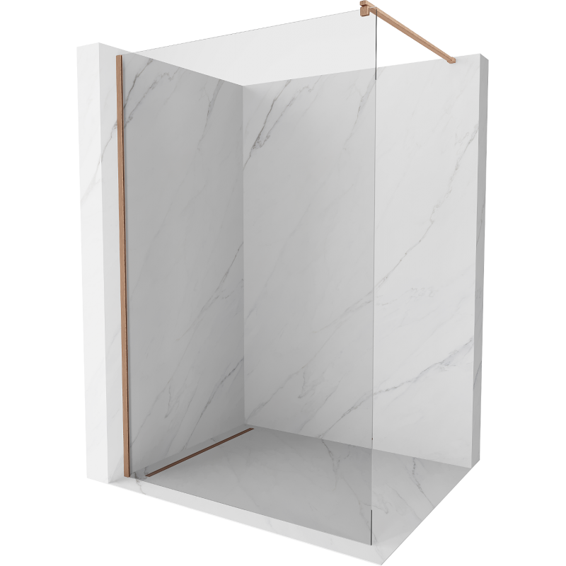 Mexen Kioto ścianka prysznicowa Walk-in 95 x 200 cm, transparent 8 mm, miedź szczotkowana - 800-095-101-65-00