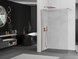 Mexen Kioto ścianka prysznicowa Walk-in 100 x 200 cm, transparent 8 mm, miedź szczotkowana - 800-100-101-65-00