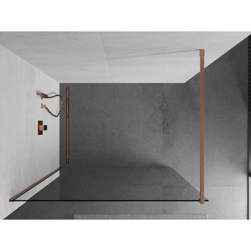 Mexen Kioto ścianka prysznicowa Walk-in 110 x 200 cm, transparent 8 mm, miedź szczotkowana - 800-110-101-65-00