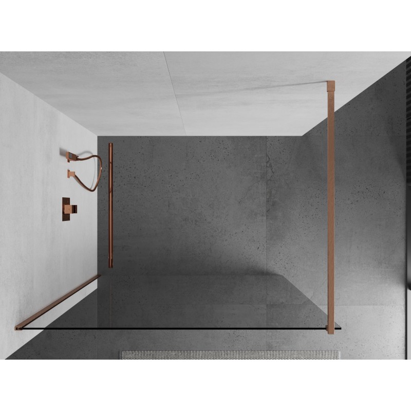 Mexen Kioto ścianka prysznicowa Walk-in 170 x 200 cm, transparent 8 mm, miedź szczotkowana - 800-170-101-65-00