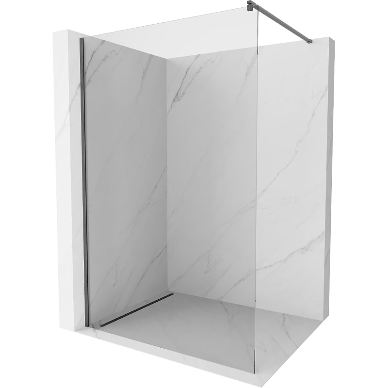 Mexen Kioto ścianka prysznicowa Walk-in 50 x 200 cm, transparent 8 mm, gun gray szczotkowany - 800-050-101-66-00