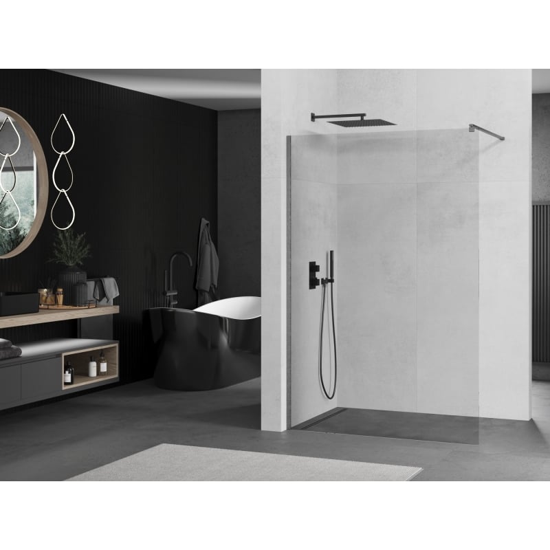 Mexen Kioto ścianka prysznicowa Walk-in 100 x 200 cm, transparent 8 mm, gun gray szczotkowany - 800-100-101-66-00
