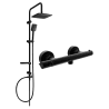 Mexen Sven zestaw prysznicowy natynkowy z deszczownicą i baterią prysznicową termostatyczną Slim, czarny - 77105262-70