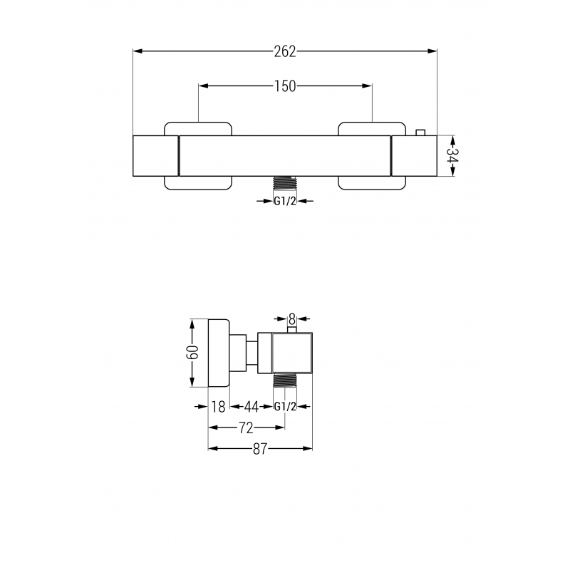 Mexen Erik zestaw prysznicowy natynkowy z deszczownicą i baterią prysznicową termostatyczną Cube, czarny - 77200205-70