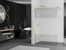 Mexen Kioto ścianka prysznicowa Walk-in 80 x 200 cm, transparent/szron 8 mm, złota szczotkowana - 800-080-101-55-35