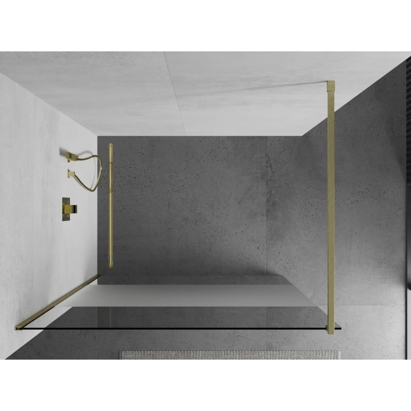 Mexen Kioto ścianka prysznicowa Walk-in 100 x 200 cm, transparent/szron 8 mm, złota szczotkowana - 800-100-101-55-35